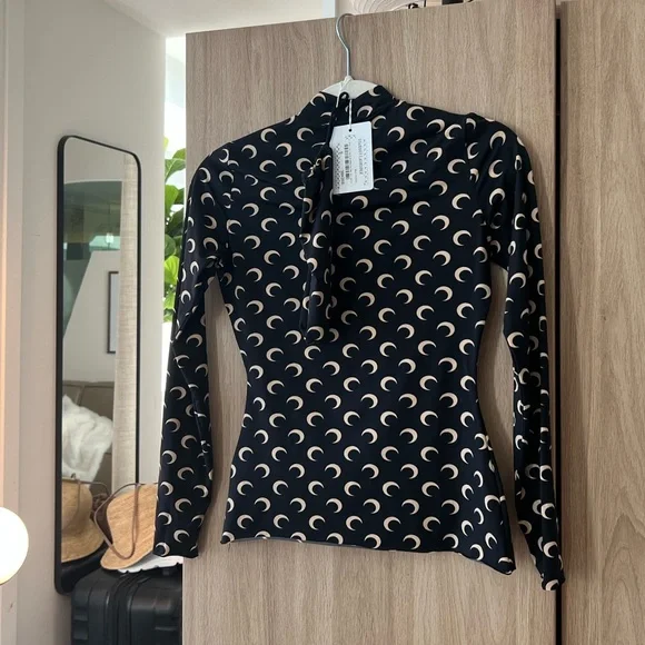 Marine Serre All Over Moon Turtleneck (Black) - Picture 3 of 4